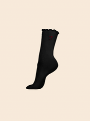 Ruffle Socks - Ribbed Long Black Bamboo
