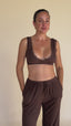 COMFORT-CROP---ORGANIC BAMBOO RIBBED - CHOCOLATE BROWN