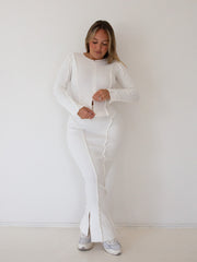 Gia Zip Cardi - Milk Ribbed