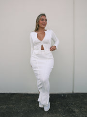 Gia Split Skirt - Milk Ribbed