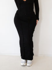 Gia Split Skirt - Midnight Ribbed
