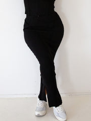 Gia Split Skirt - Midnight Ribbed