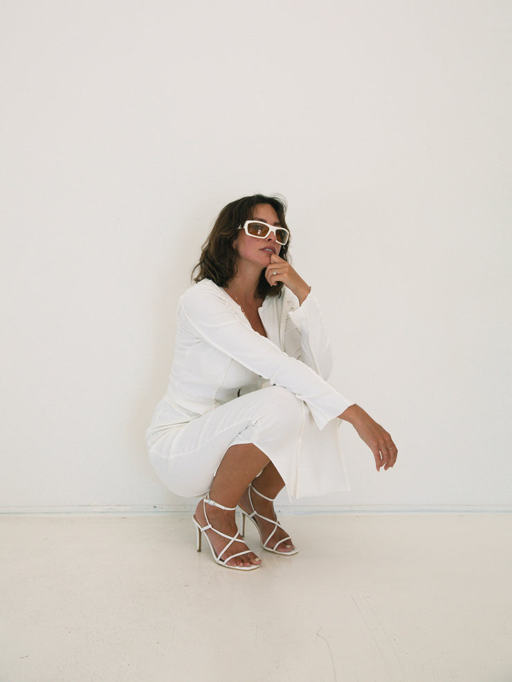 Gia Zip Cardi - Milk Ribbed