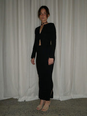 Gia Split Skirt - Midnight Ribbed