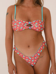 bikini bandeau top blue pink reversible